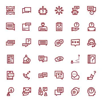 Support Request Vector Icon Collection featuring 36 Pixel Aligned 64x64 Bol.. Stock Illustration