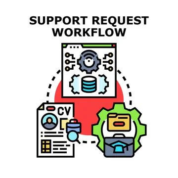 Support request workflow process for applications イラスト素材