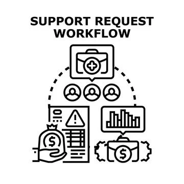 Support request workflow process implementation for business Stock Illustration