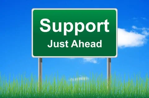 Support road sign on sky background. Bottom grass. Support road sign on sk... Stock Photos