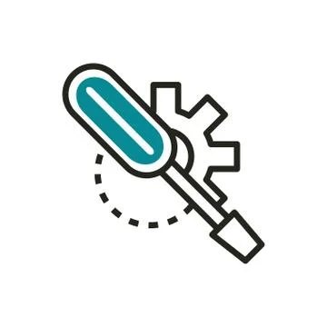 Support screwdriver tool web development icon line and fill Illustrazione stock