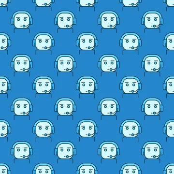 Support Service Chatbot vector colored seamless pattern 스톡 일러스트