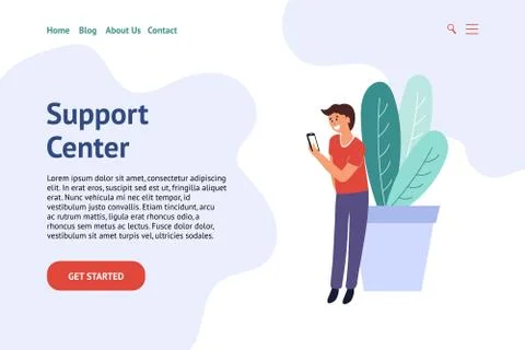 Support service concept for web design. Landing page banner Stock Illustration