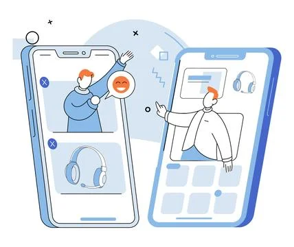 Support service. The customer support team provides excellent service to address Ilustração Stock