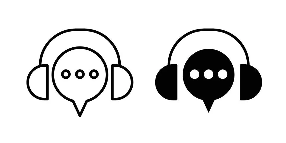 Support service headset icon. Line Drawings and Silhouettes icons Stock Illustration