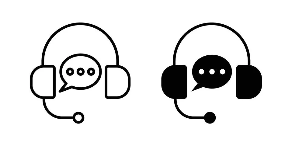 Support service headset icon vector concepts, line and silhouette style Stock Illustration