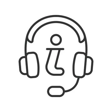 Support service headset information icon in line design. support service headset Illustrazione stock