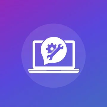 Support service icon with laptop computer, vector Stock Illustration