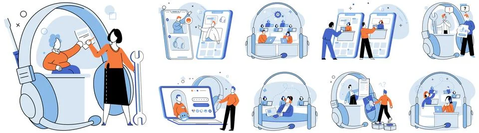 Support service. Streamlining support service process ensures efficiency Stock Illustration