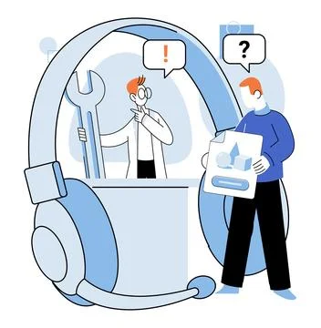 Support service. Technology plays vital role in delivering efficient support イラスト素材