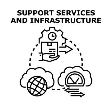Support services and infrastructure planning and management Stock Illustration