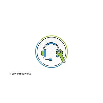 Support services icon with headset and microphone Stock Illustration