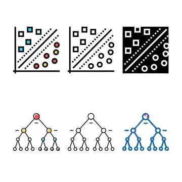 Support simplified machine svm algorithm color icon vector Illustrazione stock