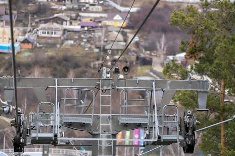 The support of the ski cable car on the top of the mountain. Stock Photos