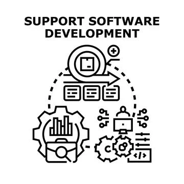 Support software development process and business analysis 스톡 일러스트