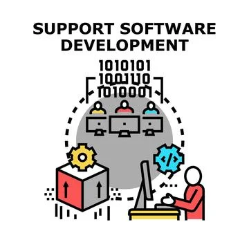 Support software development process programming engineering concept イラスト素材