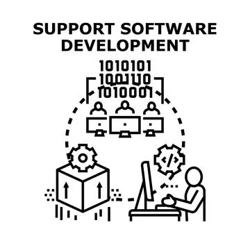 Support software development process programming engineering concept Illustrazione stock