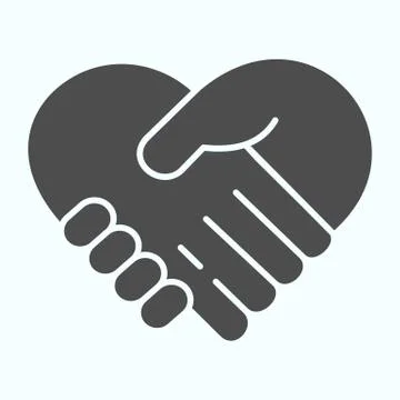Support solid icon. Handshaking forming a heart vector illustration isolated on Stock Illustration