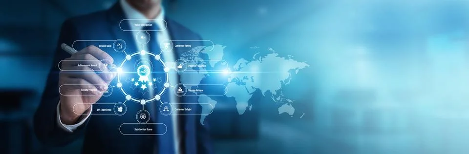 Support specialist analyzing positive feedback loops pointing toward Custom.. Stock Photos