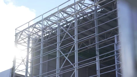 Support structure of new building in power station grounds Video stock 309758886