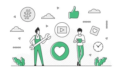 Support team fixing issues Stock Illustration