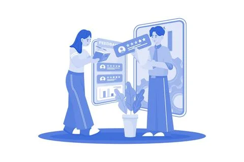 Support team leader gathers customer feedback Stock Illustration