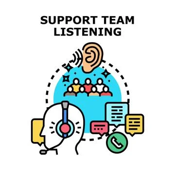 Support team listening to customer feedback Stock Illustration