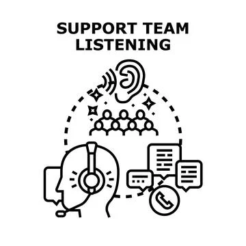 Support team listening to customer feedback Stock Illustration