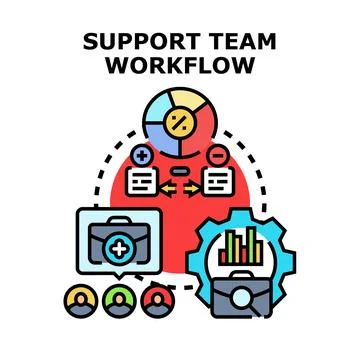 Support team workflow managing customer service processes Stock Illustration