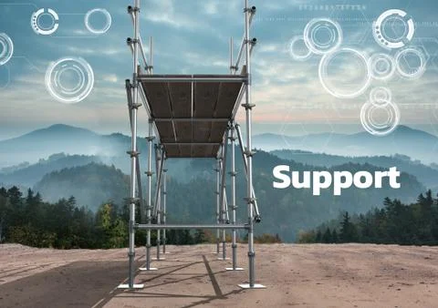 Support Text with 3D Scaffolding 스톡 일러스트