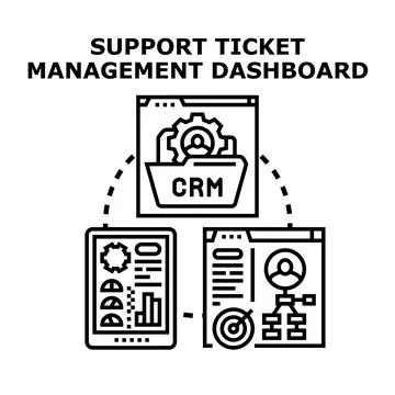 Support ticket management dashboard admin system Stock Illustration