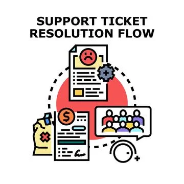 Support ticket resolution flow process concept illustration Stock Illustration