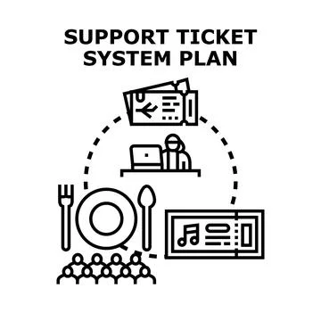 Support ticket system planning client service activities Ilustração Stock