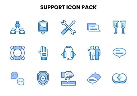 Support Two Colour Bundle Icons Pack イラスト素材