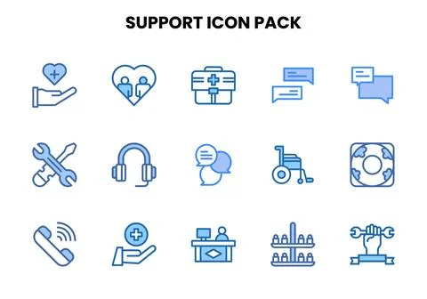 Support Two Colour Bundle Icons Pack Stock Illustration