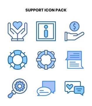 Support Two Colour Collection Icons Pack Stock Illustration