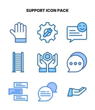 Support Two Colour Set Icons Pack Illustration