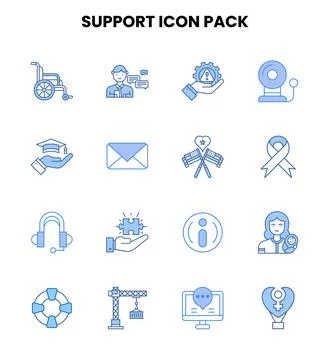 Support Two Colour Vector Icons Pack Stock Illustration