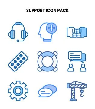 Support Two Colour Vector Icons Pack Stock Illustration