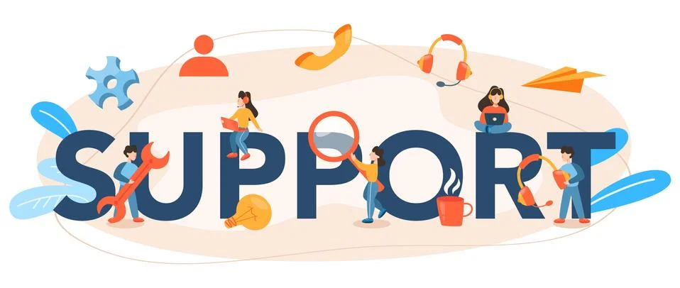Support typographic header. Idea of customer service. Consultant support Stock Illustration