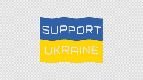 Support Ukraine text on Ukrainian Flag Waving Shape on Alpha Channel Stock Footage 209944460