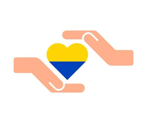 Support of Ukrainians concept. Hands holding heart. Stock Illustration