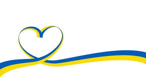 Support of ukrainians concept. Heart shape made by ukrainian ribbon. イラスト素材