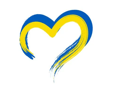 Support of ukrainians concept. Heart shape made by ukrainian ribbon. Stock Illustration