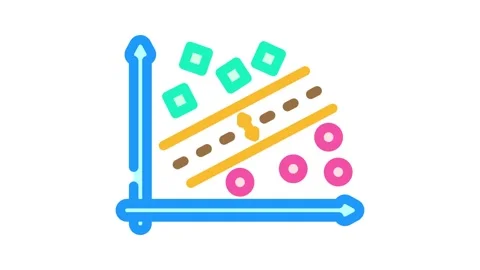Support vector machine learning color icon animation Video stock 327259879