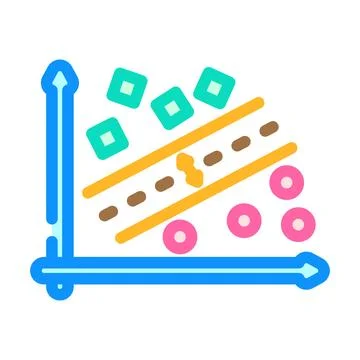 Support vector machine learning color icon vector illustration Illustrazione stock