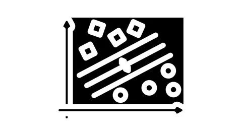 Support vector machine learning glyph icon animation Video stock 326735738