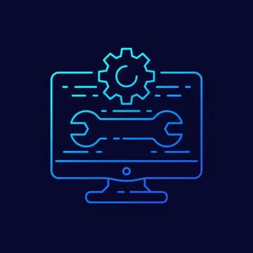 Support, vector thin line icon on dark Stock Illustration