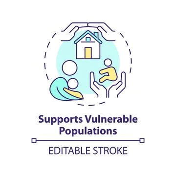 Support vulnerable populations multi color concept icon Stock Illustration