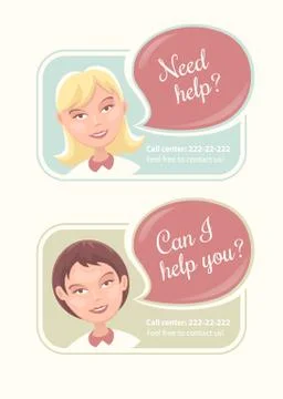 Support web banners with operators from call center 스톡 일러스트